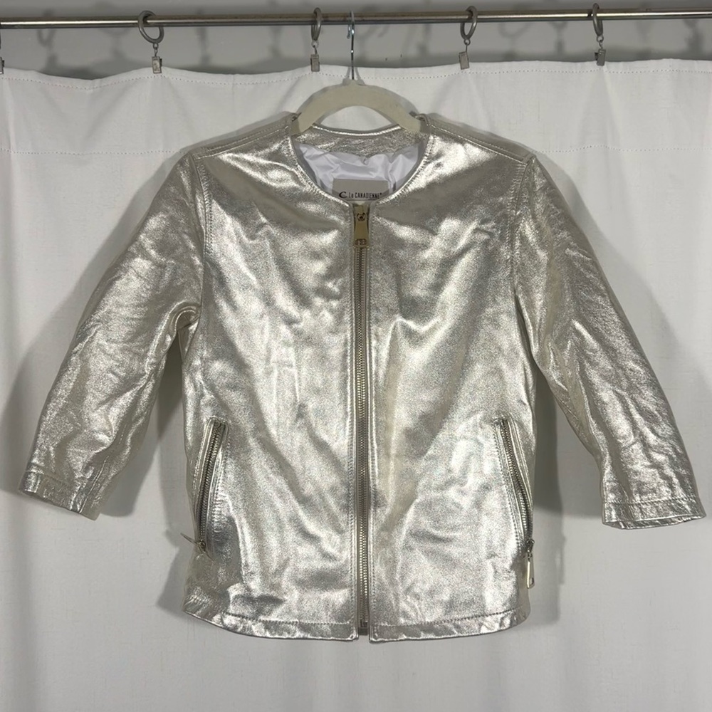 La Canadienne Silver Metallic Leather Jacket